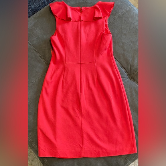 Trina Turk Alpin Ruffle Sheath V-neck Dress 4 - Picture 11 of 12